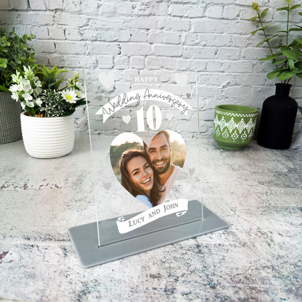 10th Wedding Anniversary Photo Gift Personalised Acrylic Plaque