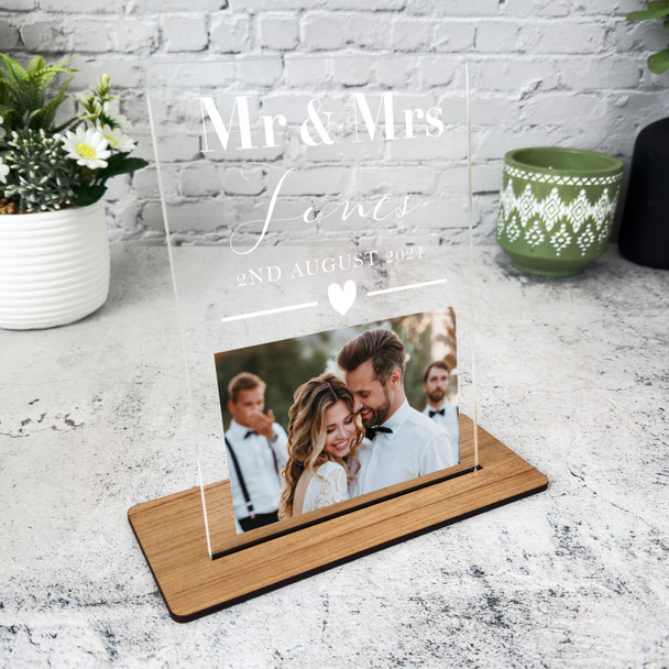 Mr & Mrs Wedding Day Photo Gift Personalised Acrylic Plaque