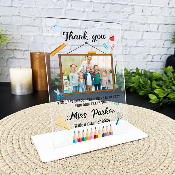 Thank You Teacher Gift School Blackboard Photo Personalised Acrylic Plaque