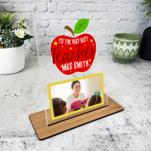 To The Very Best Teacher Gift Apple Photo Personalised Acrylic Plaque