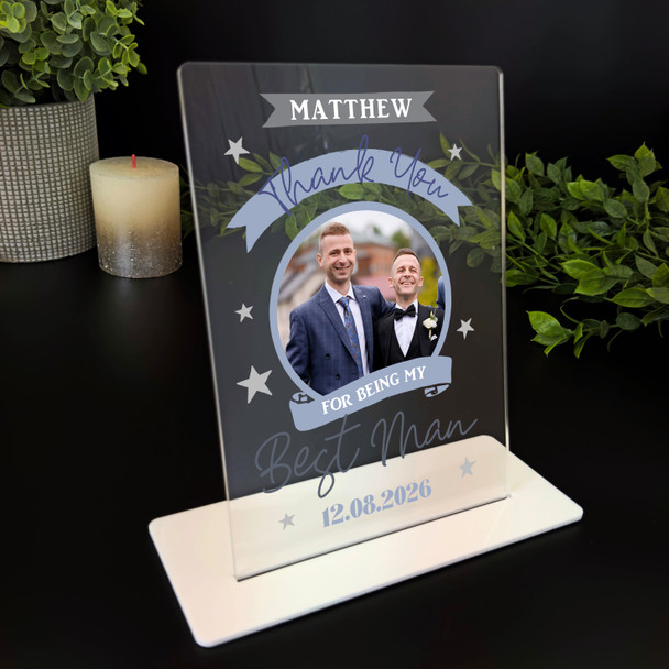 Thank You For Being My Best Man Gift Wedding Photo Personalised Acrylic Plaque