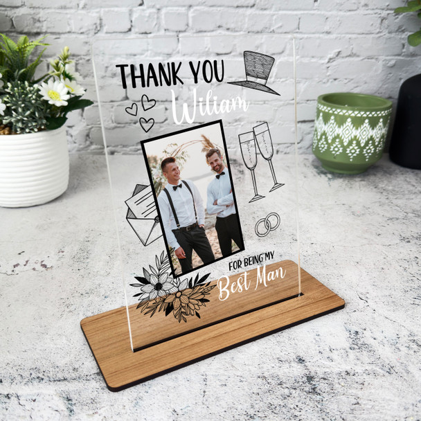 Wedding Thank You Best Man Gift Photo Personalised Acrylic Plaque