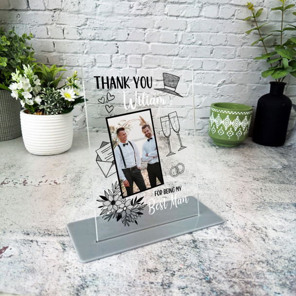 Wedding Thank You Best Man Gift Photo Personalised Acrylic Plaque