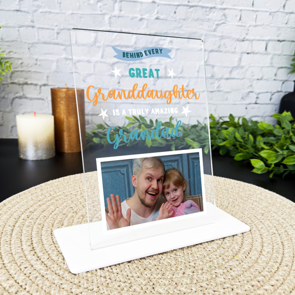 Granddaughter Amazing Granddad Gift Blue Photo Personalised Acrylic Plaque