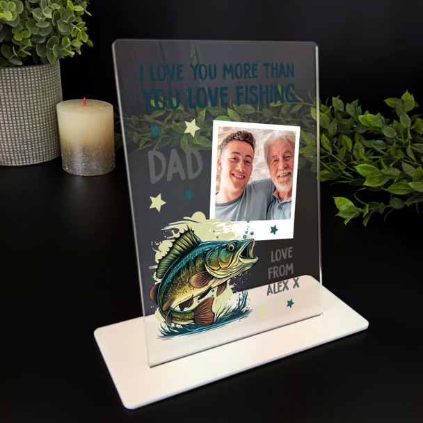 Fishing Gift For Dad Fishing Photo Fish Green Personalised Acrylic Plaque