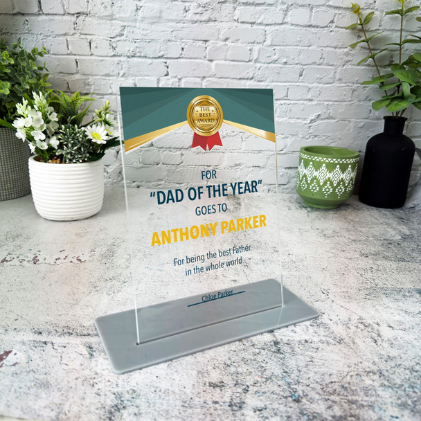 Gift For Dad The Best Dad Award Certificate Personalised Acrylic Plaque