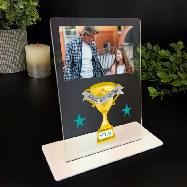 Worlds Best Gift For Grandad Trophy Photo Personalised Acrylic Plaque