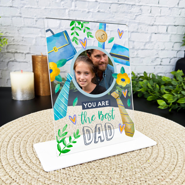 Gift For Best Dad Tie Smart Blue Photo Personalised Acrylic Plaque