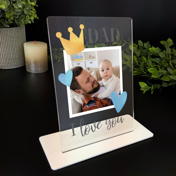 Gift For Dad I Love You Photo Crown Personalised Acrylic Plaque