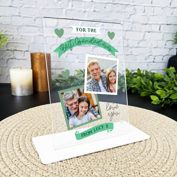 Best Grandad Gift Ever Green Photo Personalised Acrylic Plaque