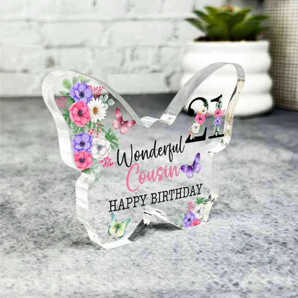 Cousin 21st Pink Purple Happy Birthday Present Butterfly Plaque Keepsake Gift Cousin 21st Pink Purple Happy Birthday Present Butterfly Plaque Keepsake Gift