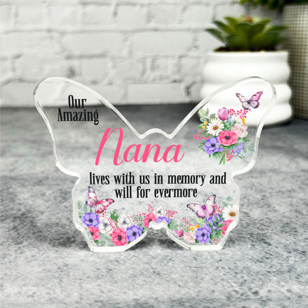 Nana Floral Butterflies Memorial Butterfly Plaque Sympathy Gift Keepsake Gift
