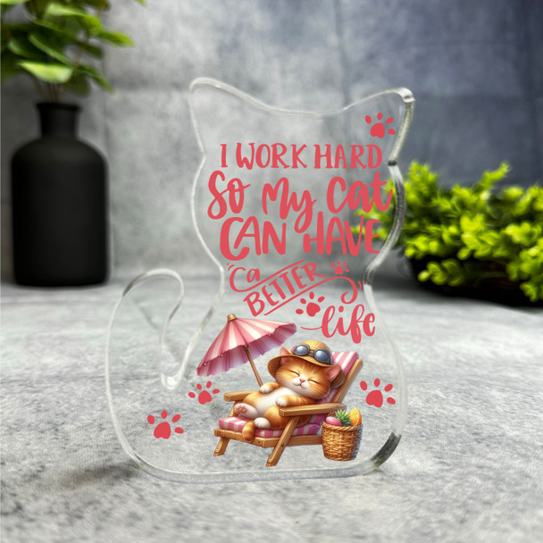 Custom Ornament Cute Relaxing Gift For Cat Lover Plaque Keepsake Gift