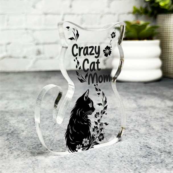 Custom Ornament Crazy Mom Flower Gift For Cat Lover Plaque Keepsake Gift