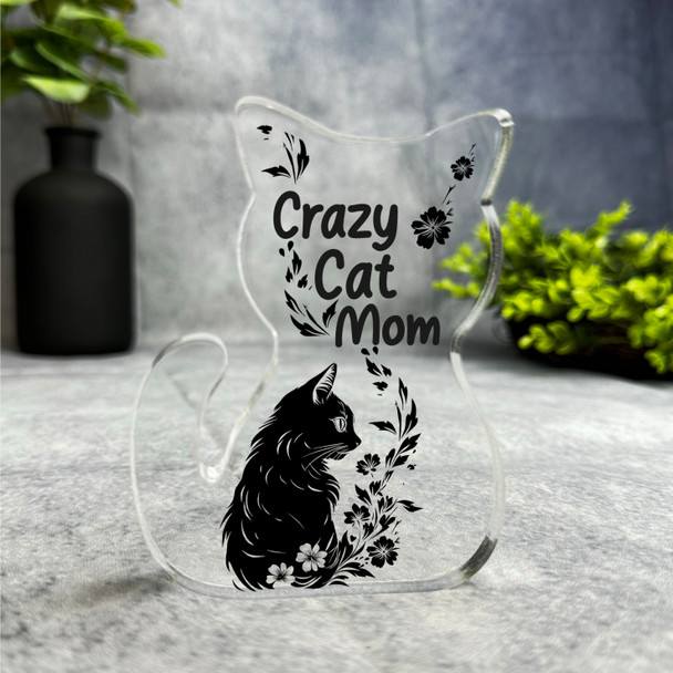 Custom Ornament Crazy Mom Flower Gift For Cat Lover Plaque Keepsake Gift