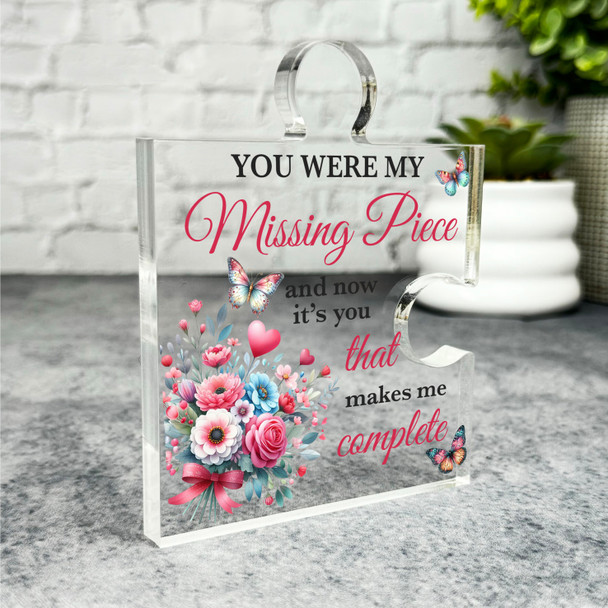 Custom Ornament Missing Piece Floral Romantic Puzzle Plaque Keepsake Gift