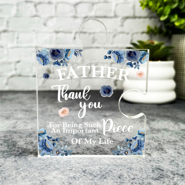 Gift For Father Thank You Navy Watercolour Puzzle Plaque Keepsake Gift