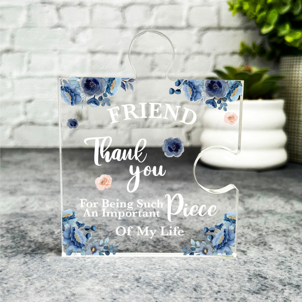 Gift For Friend Thank You Navy Watercolour Puzzle Plaque Keepsake Gift