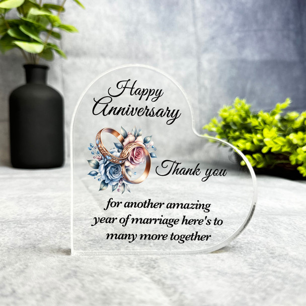 Happy Gift For Wedding Anniversary Wedding Rings Heart Plaque Keepsake Gift