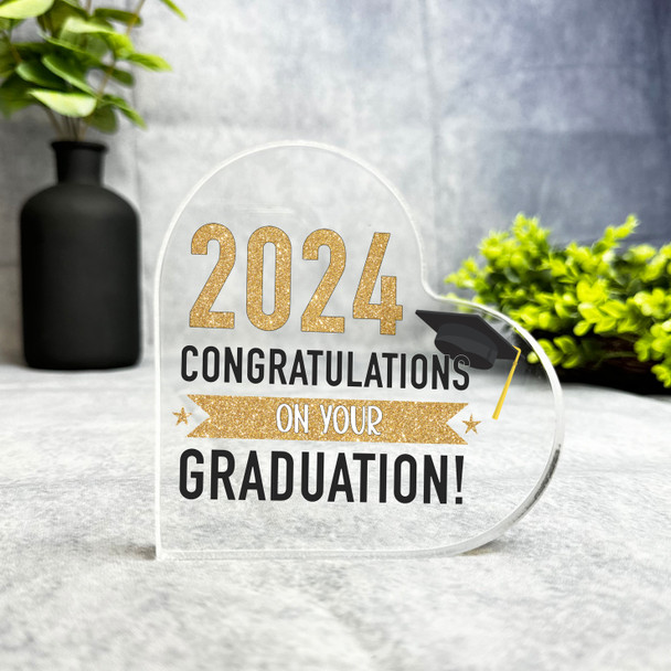 2024 Congratulations On Your Graduation Present Gold Heart Plaque Keepsake Gift