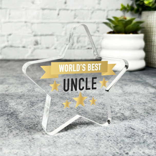 Custom Ornament Gold World's Best Uncle Star Plaque Keepsake Gift