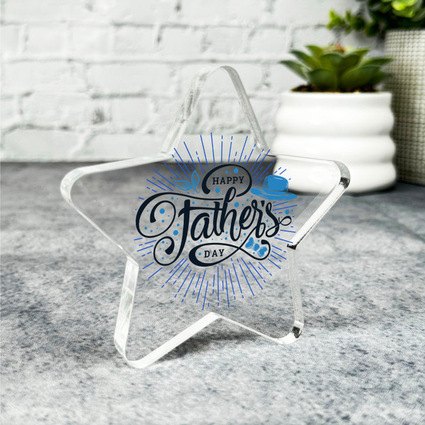 Custom Ornament Day Blue Hat Happy Father's Day Star Plaque Keepsake Gift