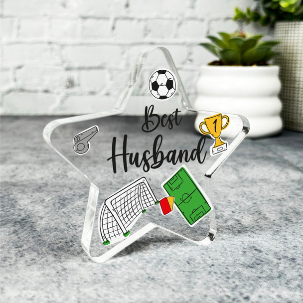 Gift For Best Husband Football Elements Star Plaque Keepsake Gift