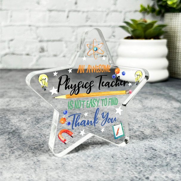 Awesome Physics Teacher Present Thank You Star Plaque Keepsake Gift