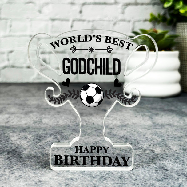 Football World's Best Godchild Birthday Present Trophy Plaque Keepsake Gift