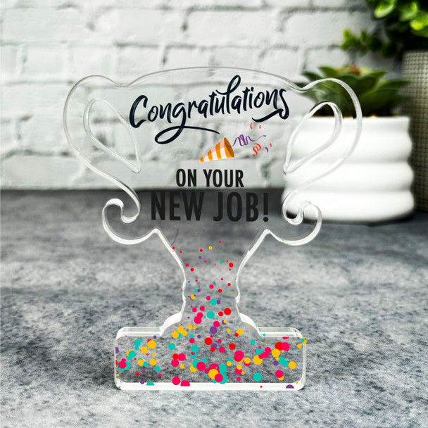 Congratulations On Your New Job Present Confetti Trophy Plaque Keepsake Gift