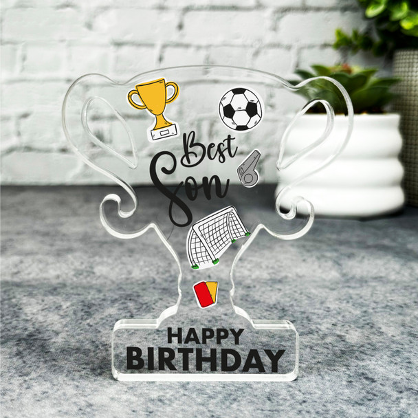 Best Son Football Elements Happy Birthday Present Trophy Plaque Keepsake Gift