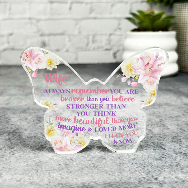 Gift For Wife Braver Than You Believe Positive Quote Butterfly Keepsake Plaque