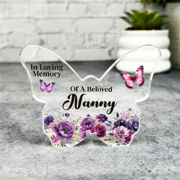 Nanny Purple Watercolour Memorial Gift Butterfly Keepsake Plaque Ornament Nanny Purple Watercolour Memorial Gift Butterfly Keepsake Plaque Ornament