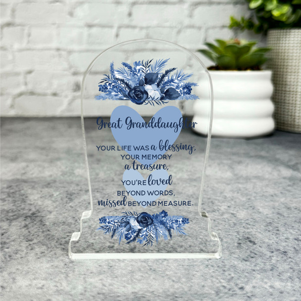 Great Granddaughter Life Was Blessing Memorial Gift Gravestone Keepsake Plaque