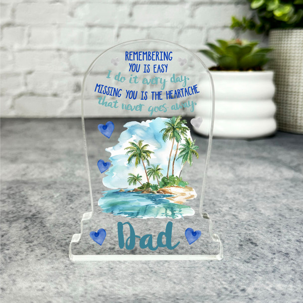 Dad Beach Palm Tree Remembering You Memorial Gift Gravestone Keepsake Plaque