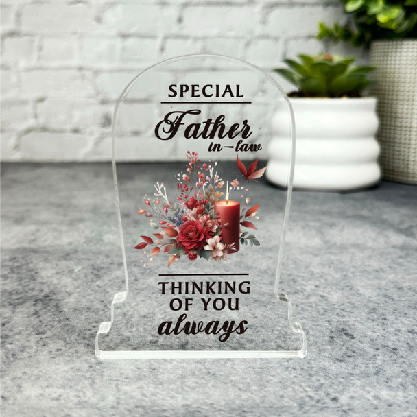 Special Father - In-Law Red Candle Memorial Gift Gravestone Keepsake Plaque