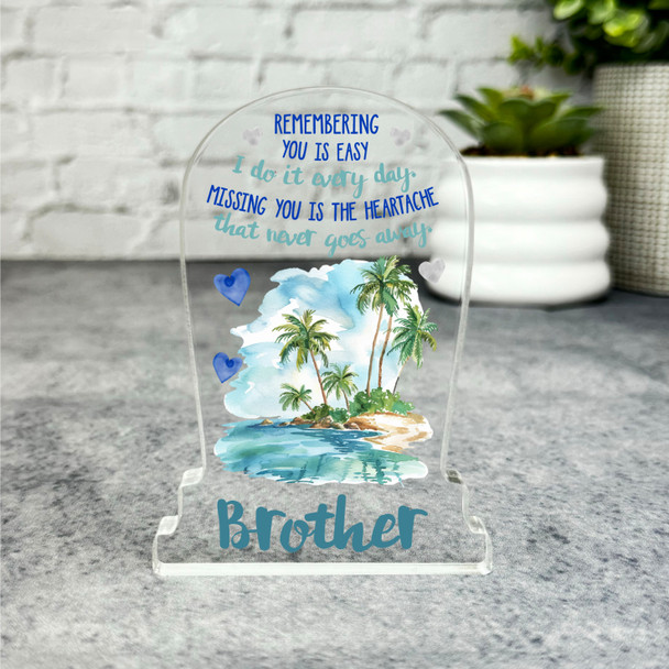 Brother Beach Palm Tree Remembering You Memorial Gift Gravestone Keepsake Plaque