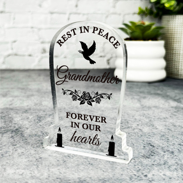Grandmother Black Rose Dove Silhouette Memorial Gift Gravestone Keepsake Plaque