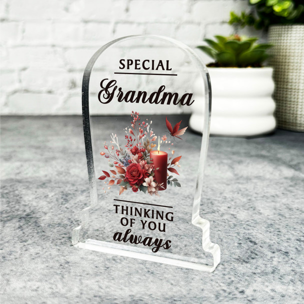 Special Grandma Red Candle Remembrance Memorial Gift Gravestone Keepsake Plaque