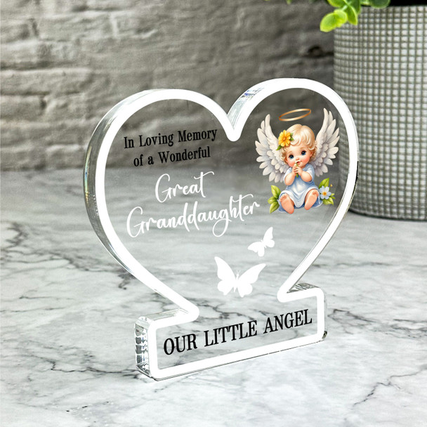 Great Granddaughter Little Angel Butterflies Memorial Gift Heart Keepsake Plaque