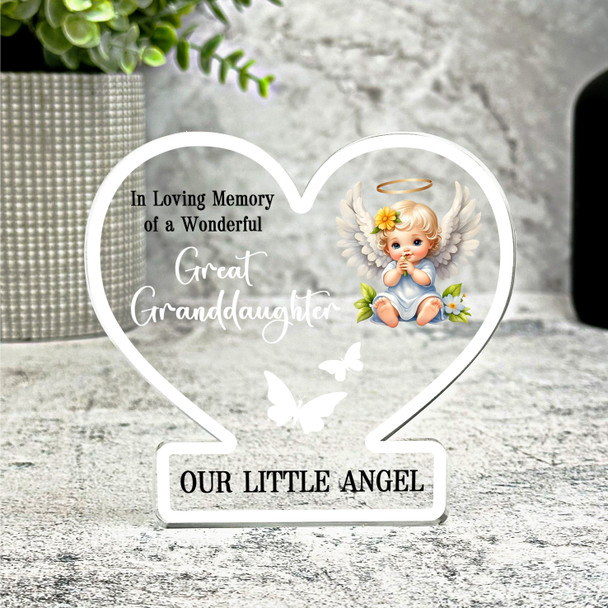 Great Granddaughter Little Angel Butterflies Memorial Gift Heart Keepsake Plaque