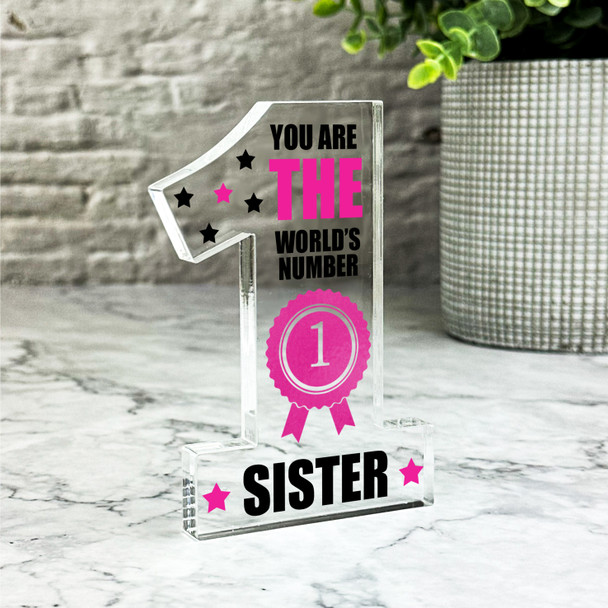 The World's No.1 Sister Gift Number One Award Keepsake Plaque Ornament Present