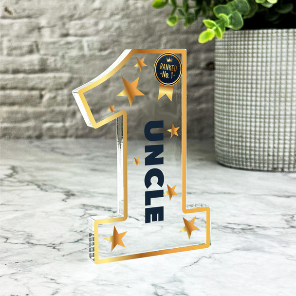 Gold Ranked No.1 Uncle Gift Number One Award Keepsake Plaque Ornament Present