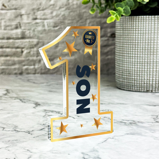 Gold Ranked No.1 Son Gift Number One Award Keepsake Plaque Ornament Present