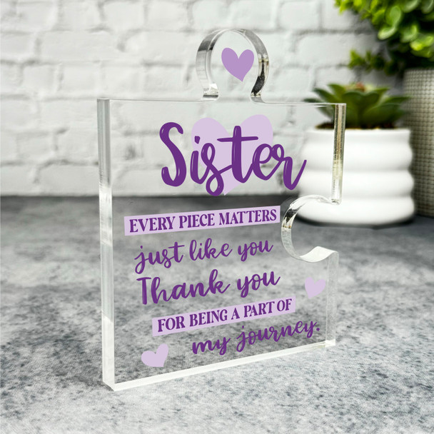 Gift For Sister Every Piece Matters Purple Puzzle Piece Keepsake Plaque Ornament