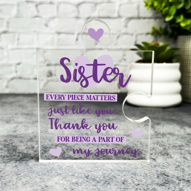 Gift For Sister Every Piece Matters Purple Puzzle Piece Keepsake Plaque Ornament