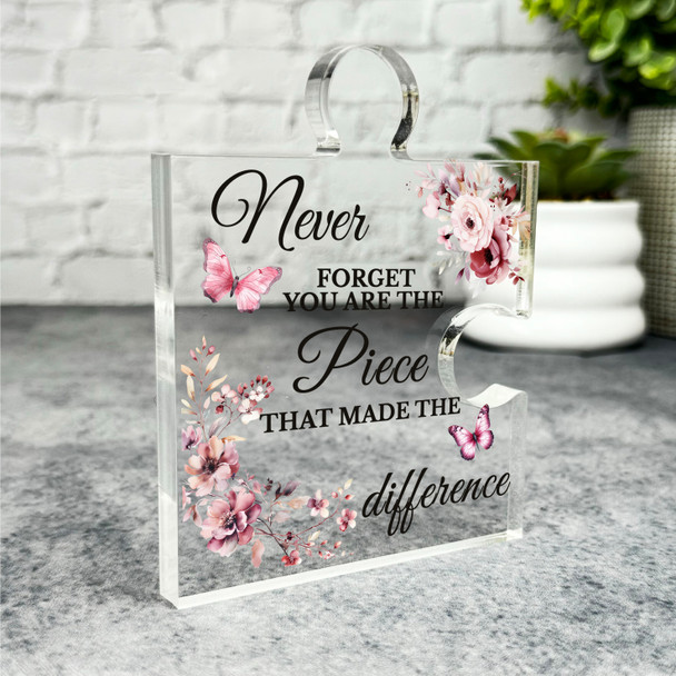 Pink Butterflies Never Forget You Made A Difference Gift Puzzle Keepsake Plaque