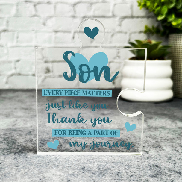 Gift For Son Every Piece Matters Blue Puzzle Piece Keepsake Plaque Ornament