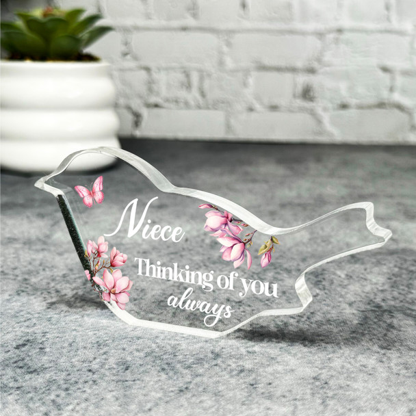 Niece Pink Magnolia Memorial Robin Bird Gift Sympathy Robin Keepsake Plaque