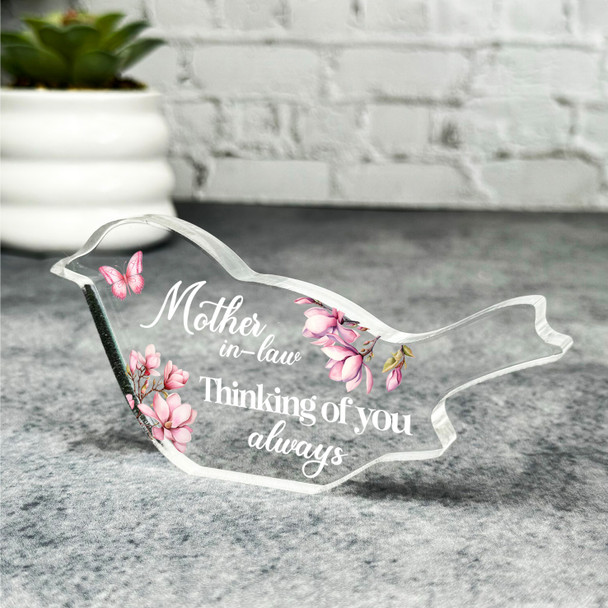 Mother-In-Law Pink Magnolia Memorial Robin Bird Gift Robin Keepsake Plaque